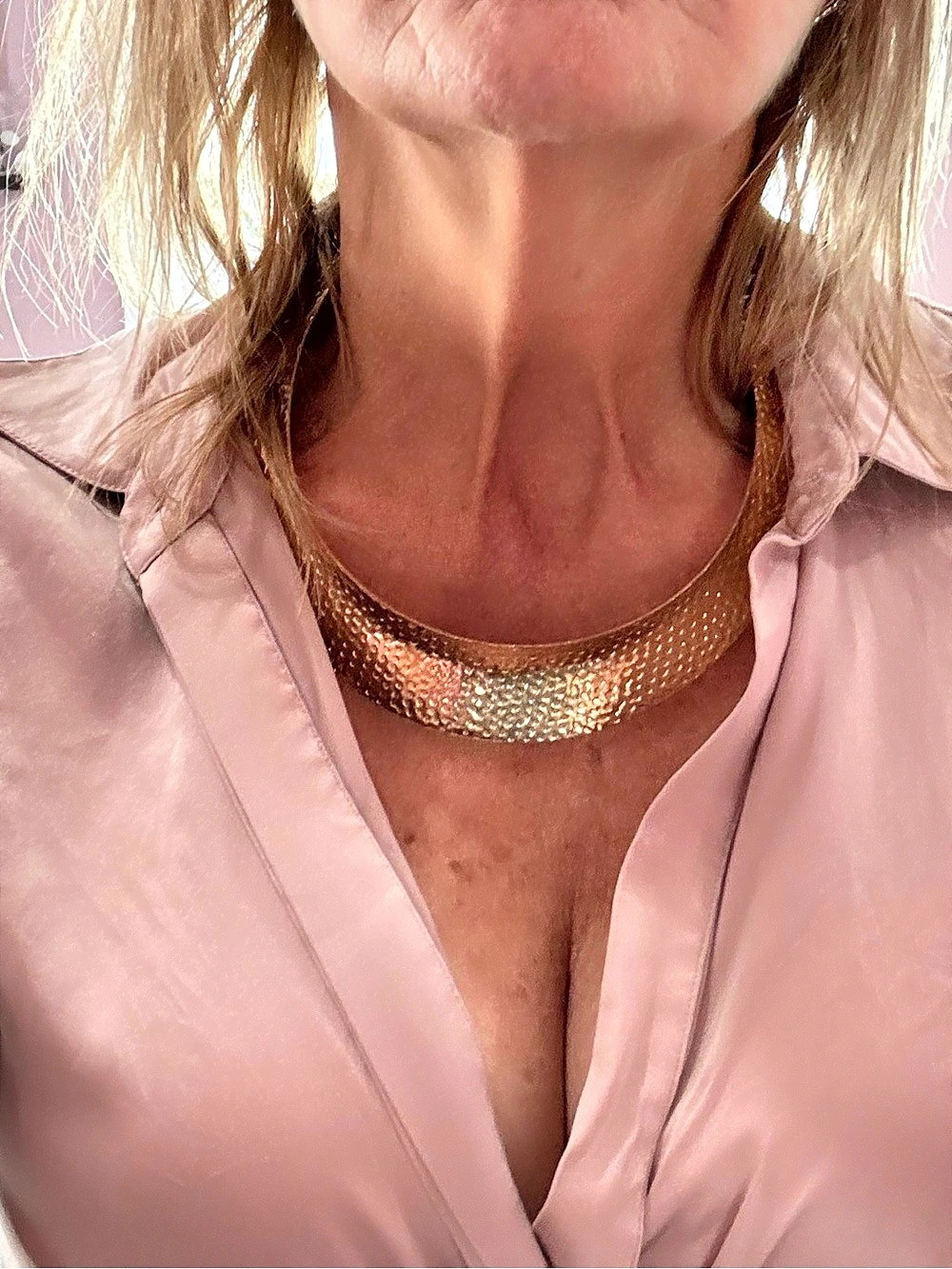 Gold-Tone Textured Collar Necklace